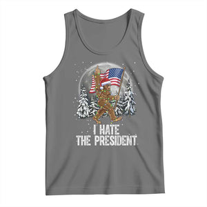 Funny Bigfoot Christmas Political Meme Tank Top I Hate The President TS14 Black Heather Print Your Wear