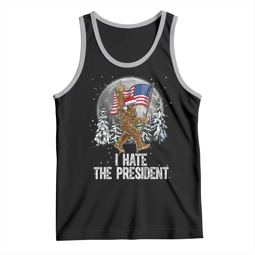 Funny Bigfoot Christmas Political Meme Tank Top I Hate The President TS14 Black Athletic Heather Print Your Wear