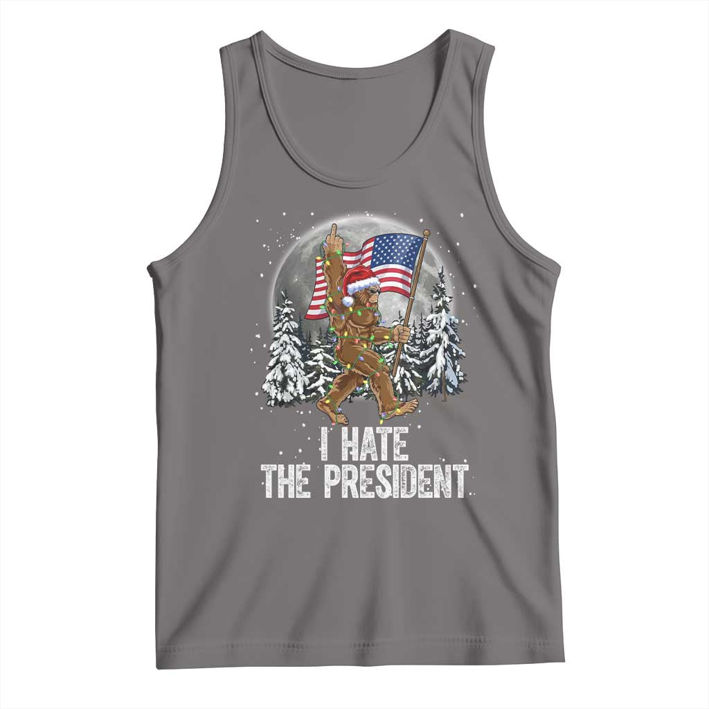Funny Bigfoot Christmas Political Meme Tank Top I Hate The President TS14 Deep Heather Print Your Wear