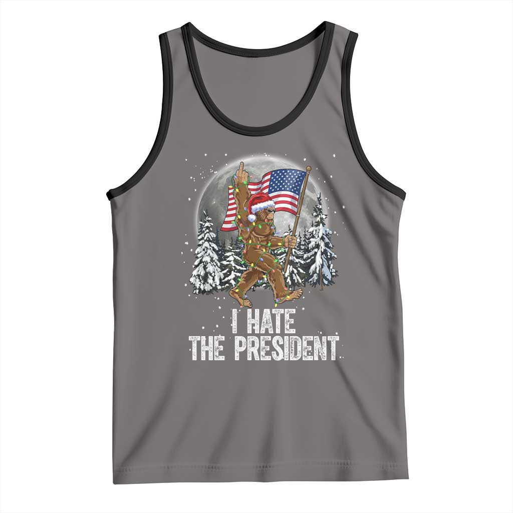 Funny Bigfoot Christmas Political Meme Tank Top I Hate The President TS14 Deep Heather Black Print Your Wear