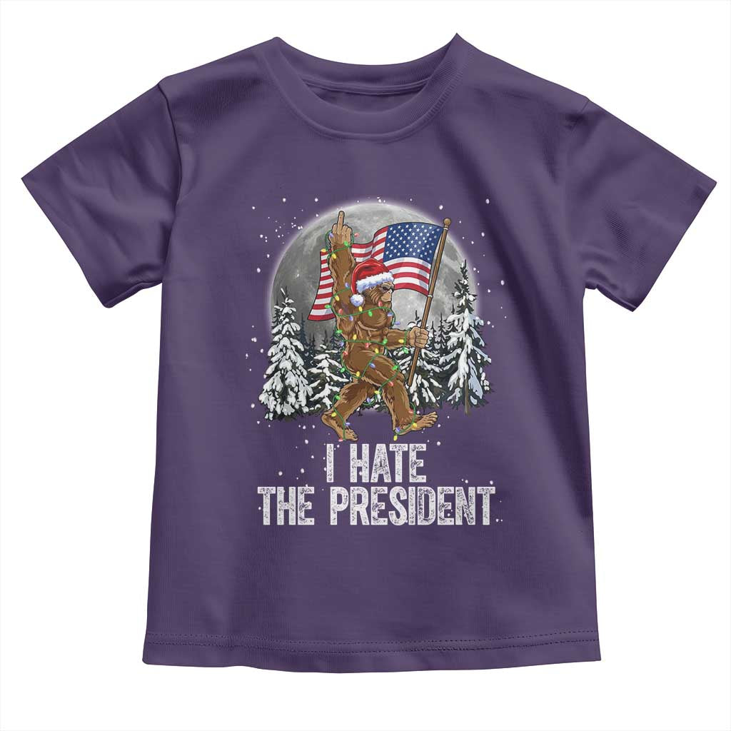 Funny Bigfoot Christmas Political Meme Toddler T Shirt I Hate The President TS14 Purple Print Your Wear