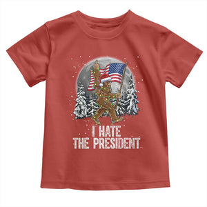 Funny Bigfoot Christmas Political Meme Toddler T Shirt I Hate The President TS14 Red Print Your Wear
