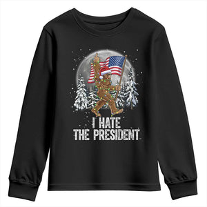 Funny Bigfoot Christmas Political Meme Youth Sweatshirt I Hate The President TS14 Black Print Your Wear