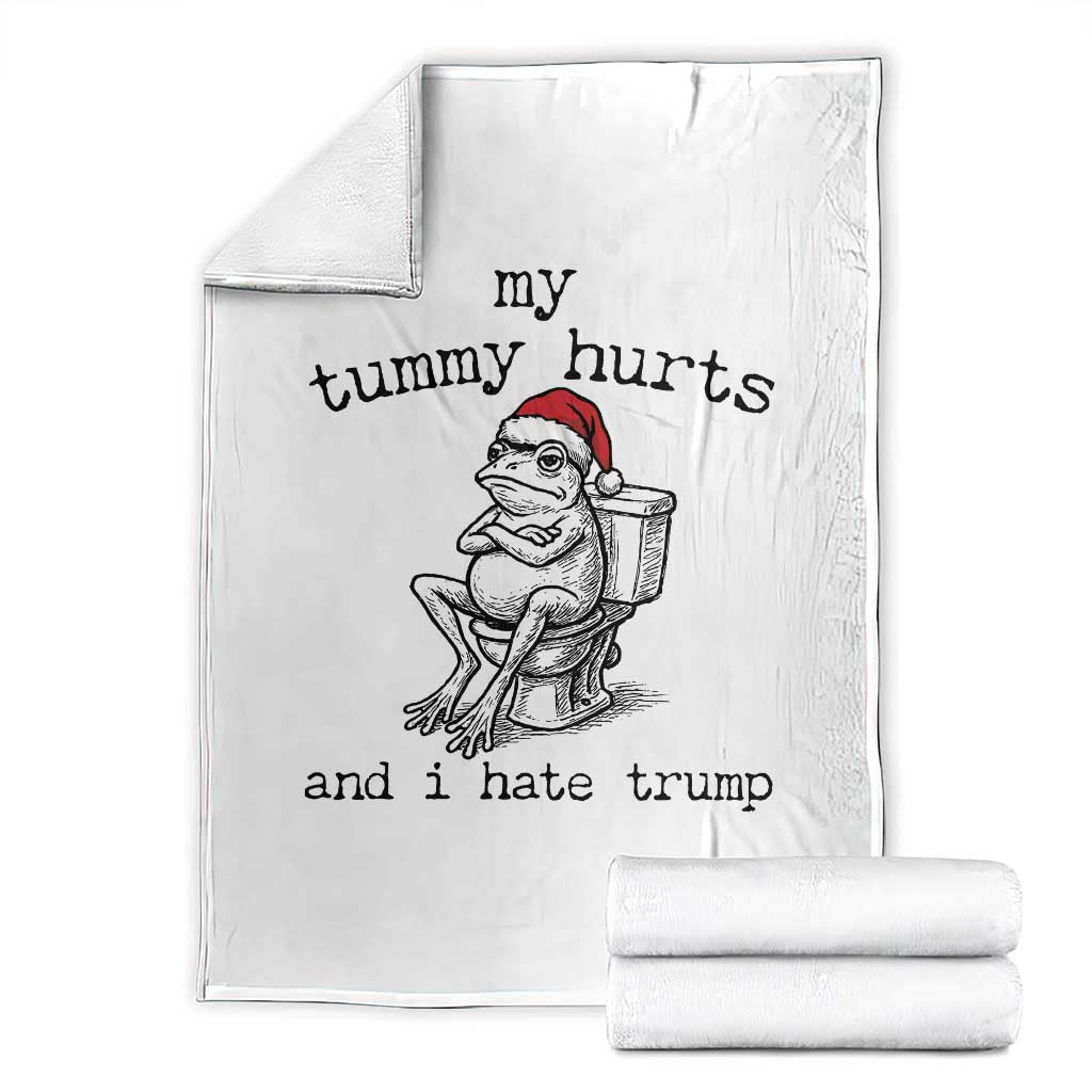 Funny Frog Christmas Throw Blanket My Tummy Hurts And I Hate Trump TS14 White Print Your Wear