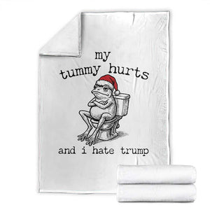 Funny Frog Christmas Throw Blanket My Tummy Hurts And I Hate Trump TS14 White Print Your Wear