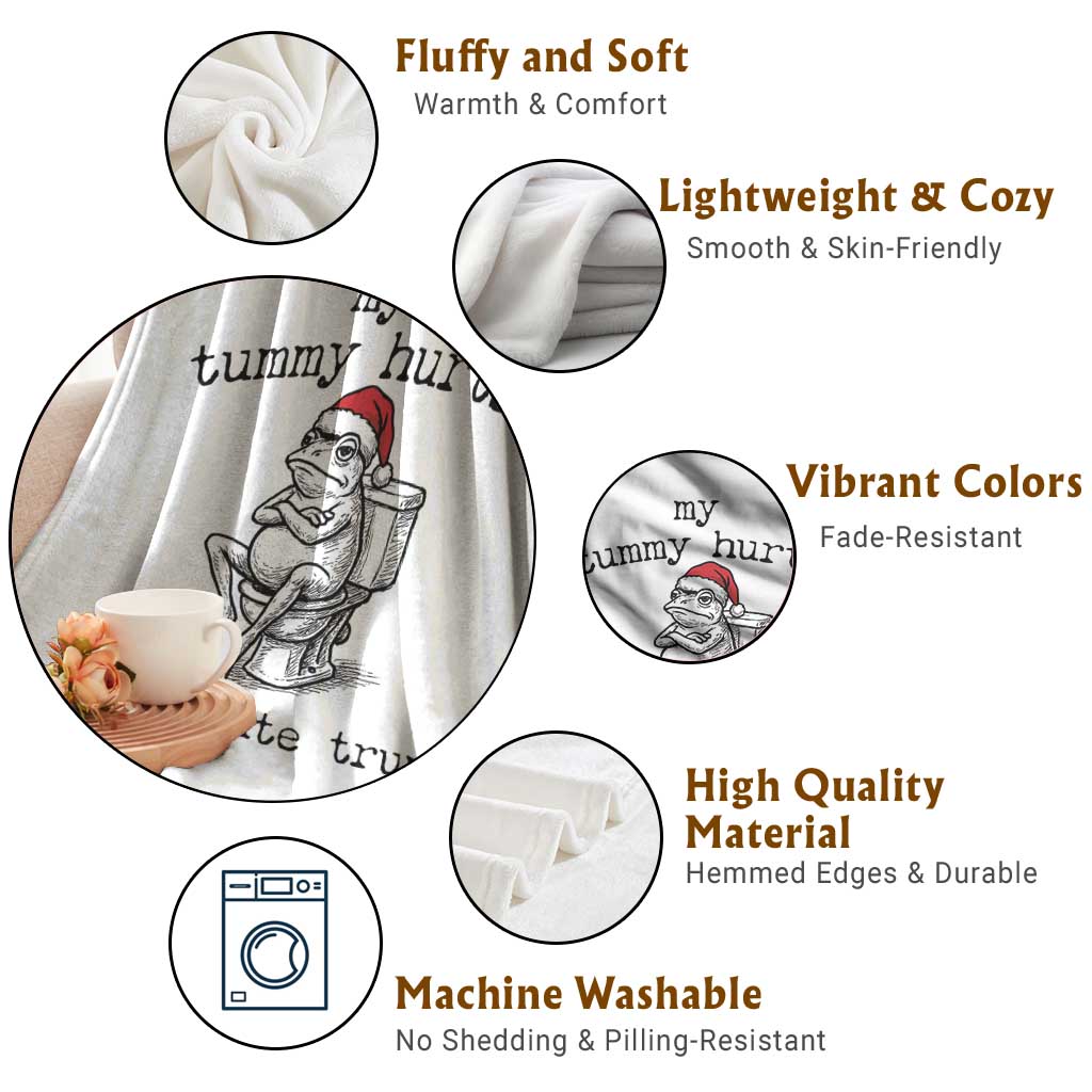 Funny Frog Christmas Throw Blanket My Tummy Hurts And I Hate Trump TS14 Print Your Wear