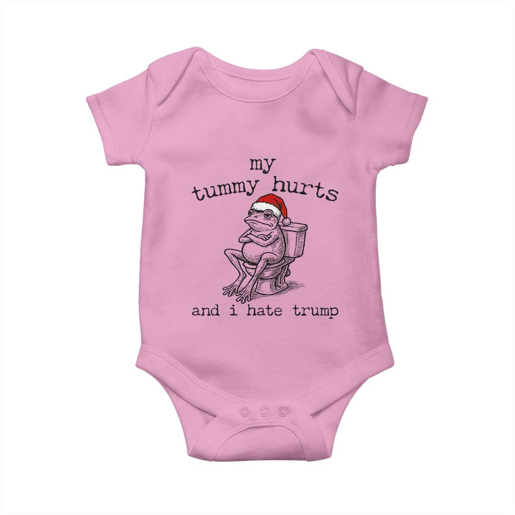 Funny Frog Christmas Baby Onesie My Tummy Hurts And I Hate Trump TS14 Light Pink Print Your Wear