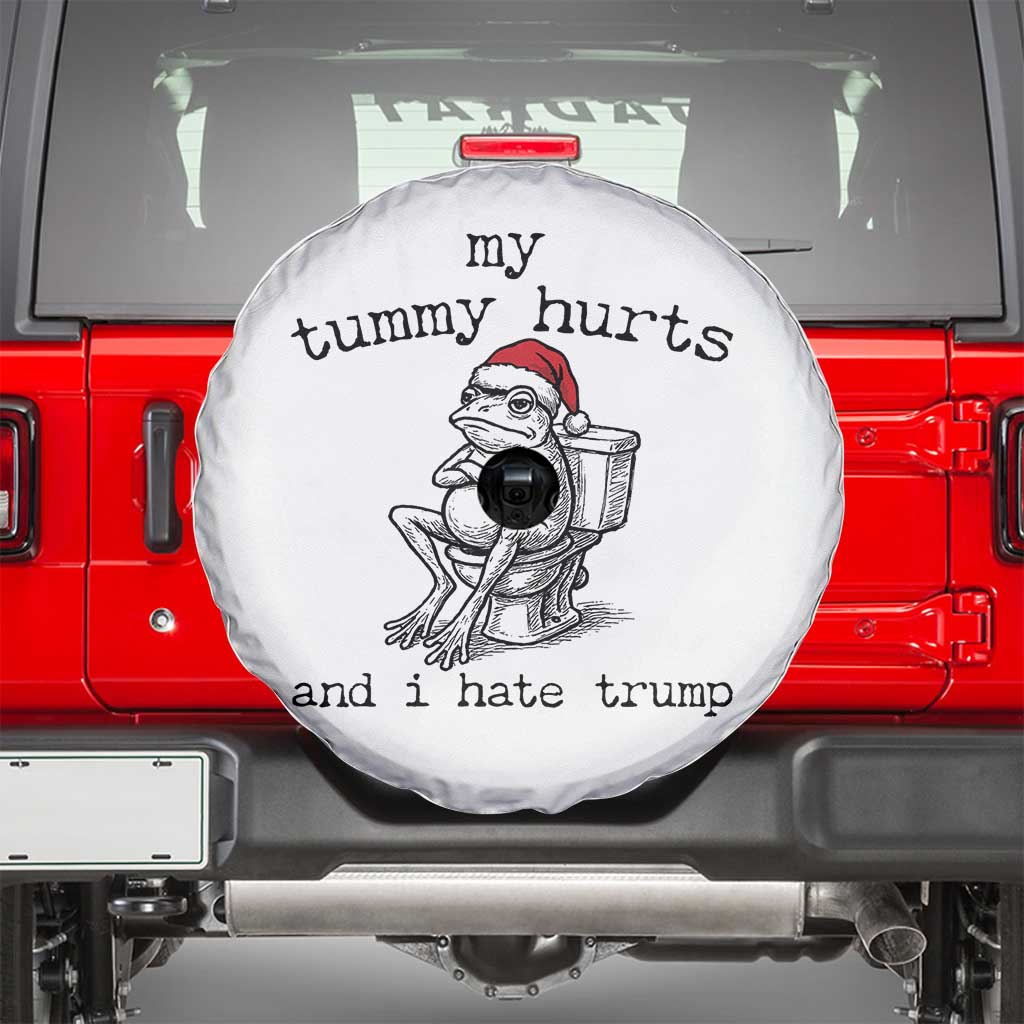 Funny Frog Christmas Spare Tire Cover My Tummy Hurts And I Hate Trump TS14 White Print Your Wear