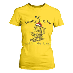 Funny Frog Christmas T Shirt For Women My Tummy Hurts And I Hate Trump TS14 Daisy Print Your Wear