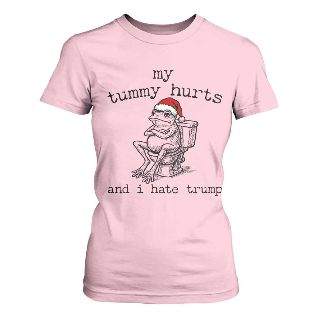 Funny Frog Christmas T Shirt For Women My Tummy Hurts And I Hate Trump TS14 Light Pink Print Your Wear
