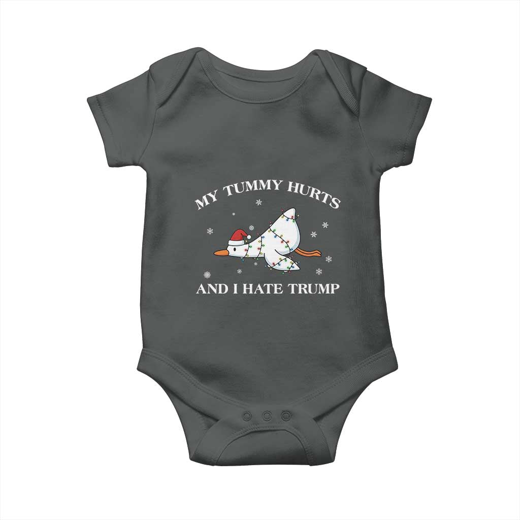 Funny Goose Christmas Baby Onesie My Tummy Hurts And I Hate Trump TS14 Dark Heather Print Your Wear