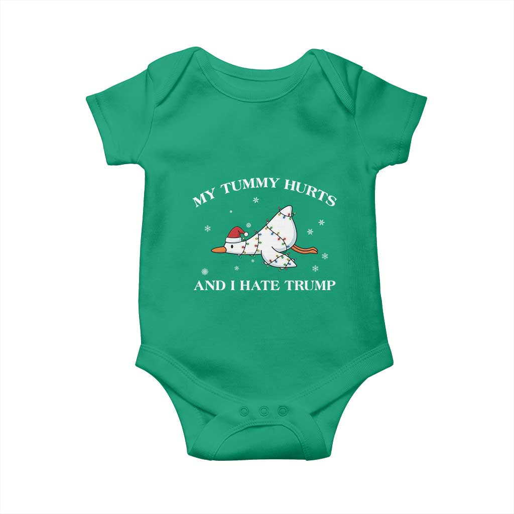 Funny Goose Christmas Baby Onesie My Tummy Hurts And I Hate Trump TS14 Irish Green Print Your Wear