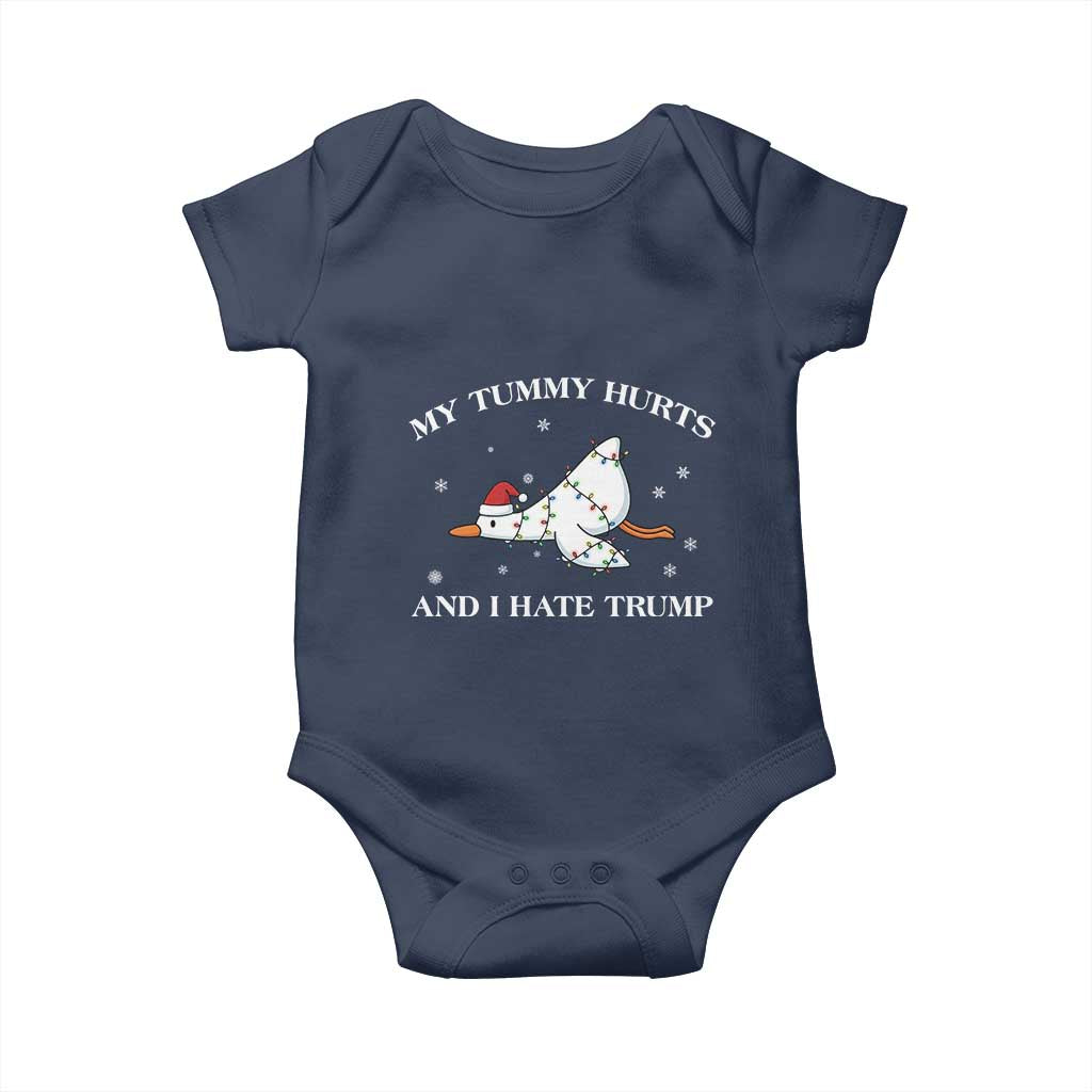 Funny Goose Christmas Baby Onesie My Tummy Hurts And I Hate Trump TS14 Navy Print Your Wear