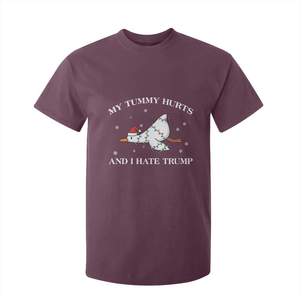 Funny Goose Christmas T Shirt For Kid My Tummy Hurts And I Hate Trump TS14 Maroon Print Your Wear