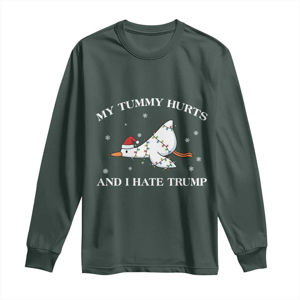 Funny Goose Christmas Long Sleeve Shirt My Tummy Hurts And I Hate Trump TS14 Dark Forest Green Print Your Wear