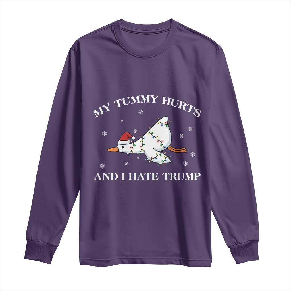Funny Goose Christmas Long Sleeve Shirt My Tummy Hurts And I Hate Trump TS14 Purple Print Your Wear