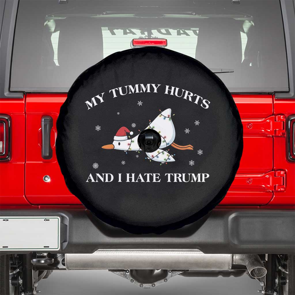 Funny Goose Christmas Spare Tire Cover My Tummy Hurts And I Hate Trump TS14 Black Print Your Wear