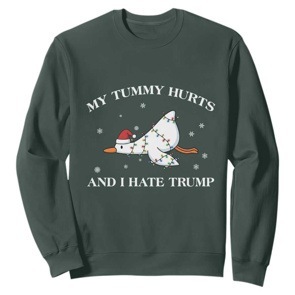 Funny Goose Christmas Sweatshirt My Tummy Hurts And I Hate Trump TS14 Dark Forest Green Print Your Wear