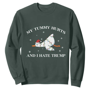 Funny Goose Christmas Sweatshirt My Tummy Hurts And I Hate Trump TS14 Dark Forest Green Print Your Wear