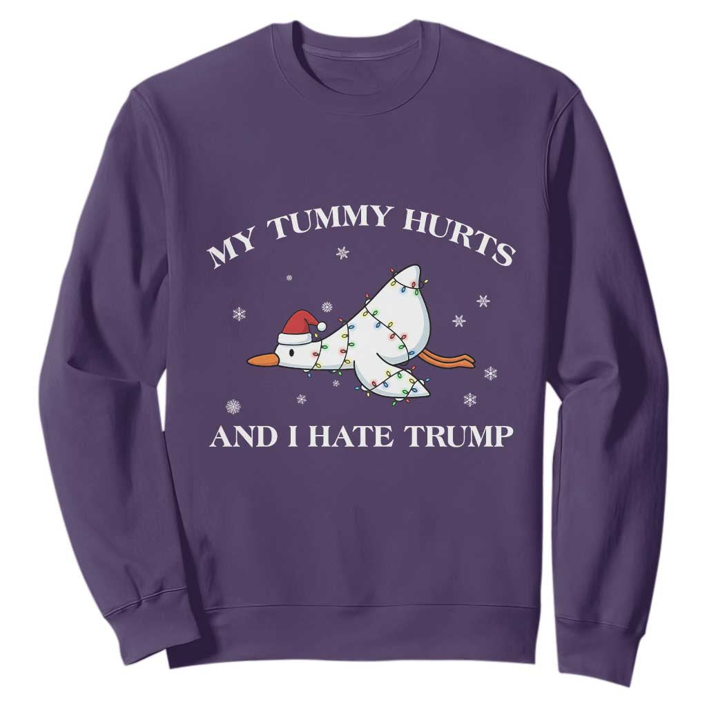 Funny Goose Christmas Sweatshirt My Tummy Hurts And I Hate Trump TS14 Purple Print Your Wear