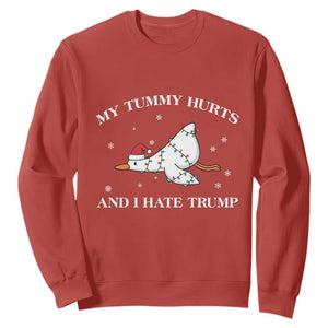 Funny Goose Christmas Sweatshirt My Tummy Hurts And I Hate Trump TS14 Red Print Your Wear