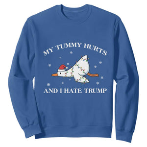 Funny Goose Christmas Sweatshirt My Tummy Hurts And I Hate Trump TS14 Royal Blue Print Your Wear