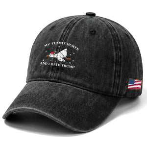 Funny Goose Christmas Washed Cotton Baseball Cap My Tummy Hurts And I Hate Trump TS14 Print Your Wear