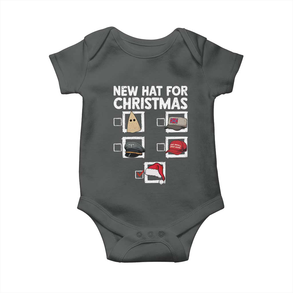 Funny Political Christmas Baby Onesie Old Hat New Hat TS14 Dark Heather Print Your Wear