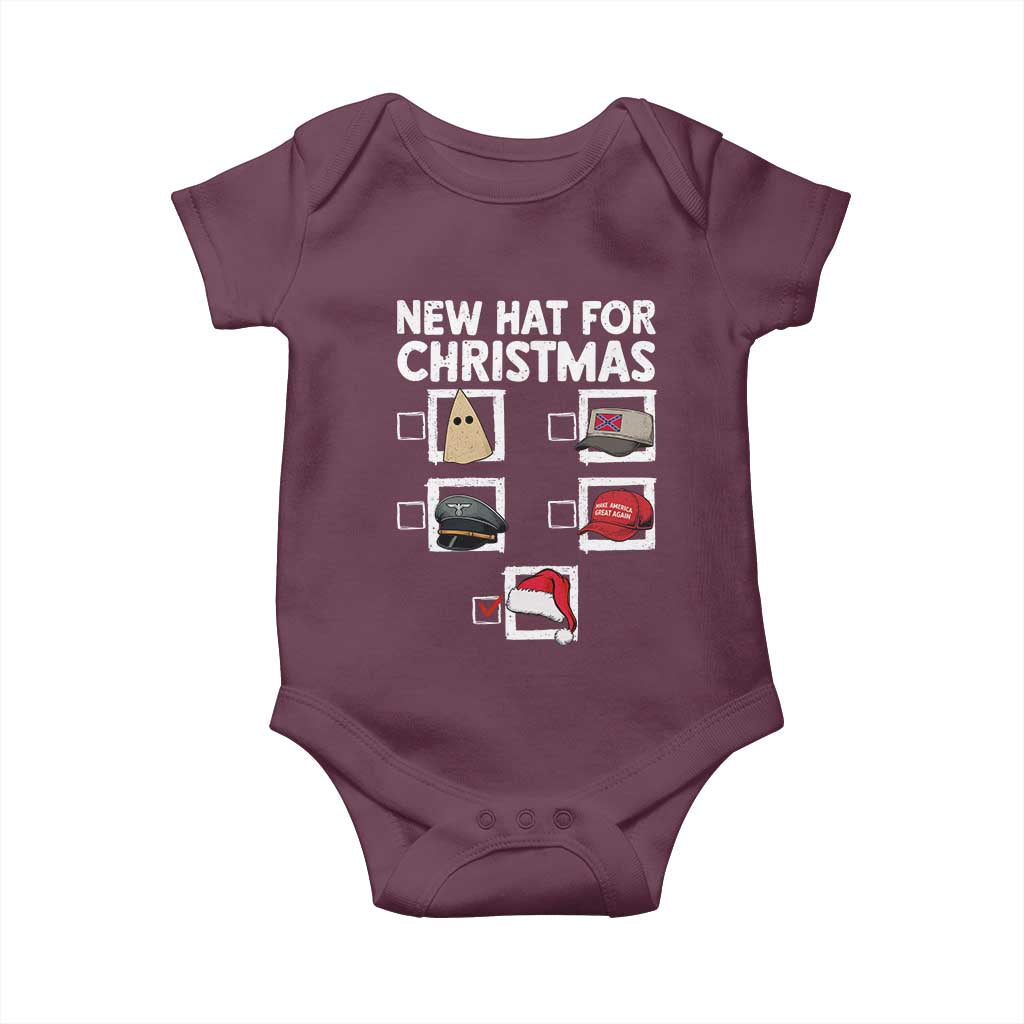 Funny Political Christmas Baby Onesie Old Hat New Hat TS14 Maroon Print Your Wear