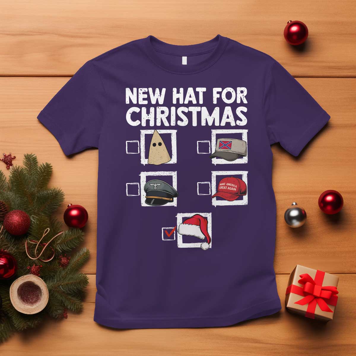 Funny Political Christmas T Shirt Old Hat New Hat TS14 Purple Print Your Wear