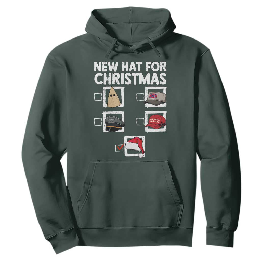 Funny Political Christmas Hoodie Old Hat New Hat TS14 Dark Forest Green Print Your Wear