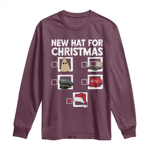 Funny Political Christmas Long Sleeve Shirt Old Hat New Hat TS14 Maroon Print Your Wear