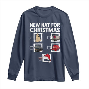 Funny Political Christmas Long Sleeve Shirt Old Hat New Hat TS14 Navy Print Your Wear