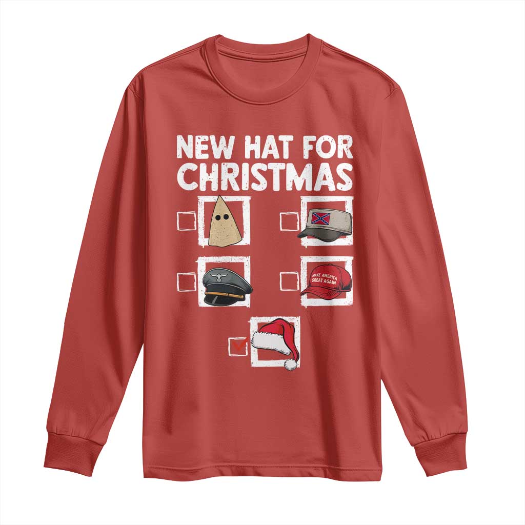 Funny Political Christmas Long Sleeve Shirt Old Hat New Hat TS14 Red Print Your Wear