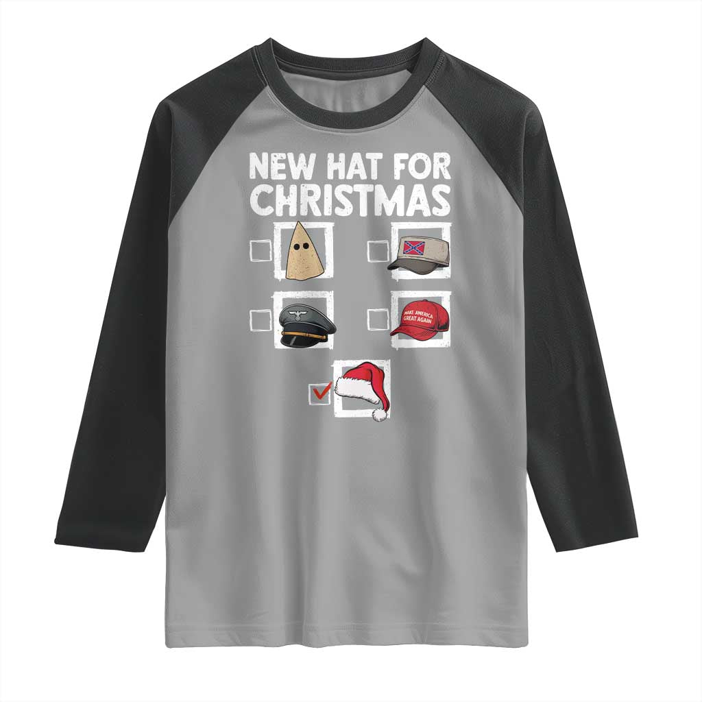 Funny Political Christmas Raglan Shirt Old Hat New Hat TS14 Sport Gray Black Print Your Wear