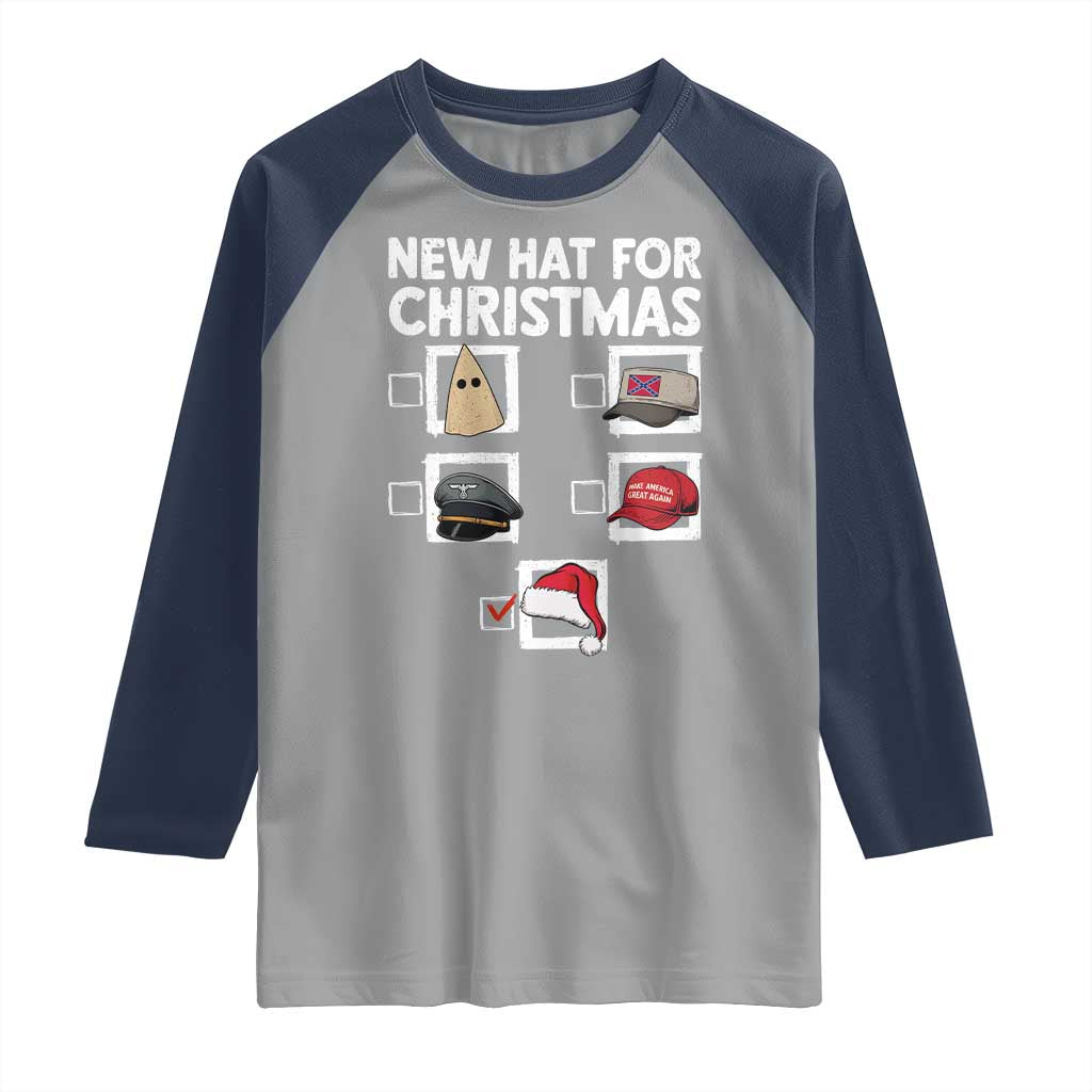 Funny Political Christmas Raglan Shirt Old Hat New Hat TS14 Sport Gray Navy Print Your Wear