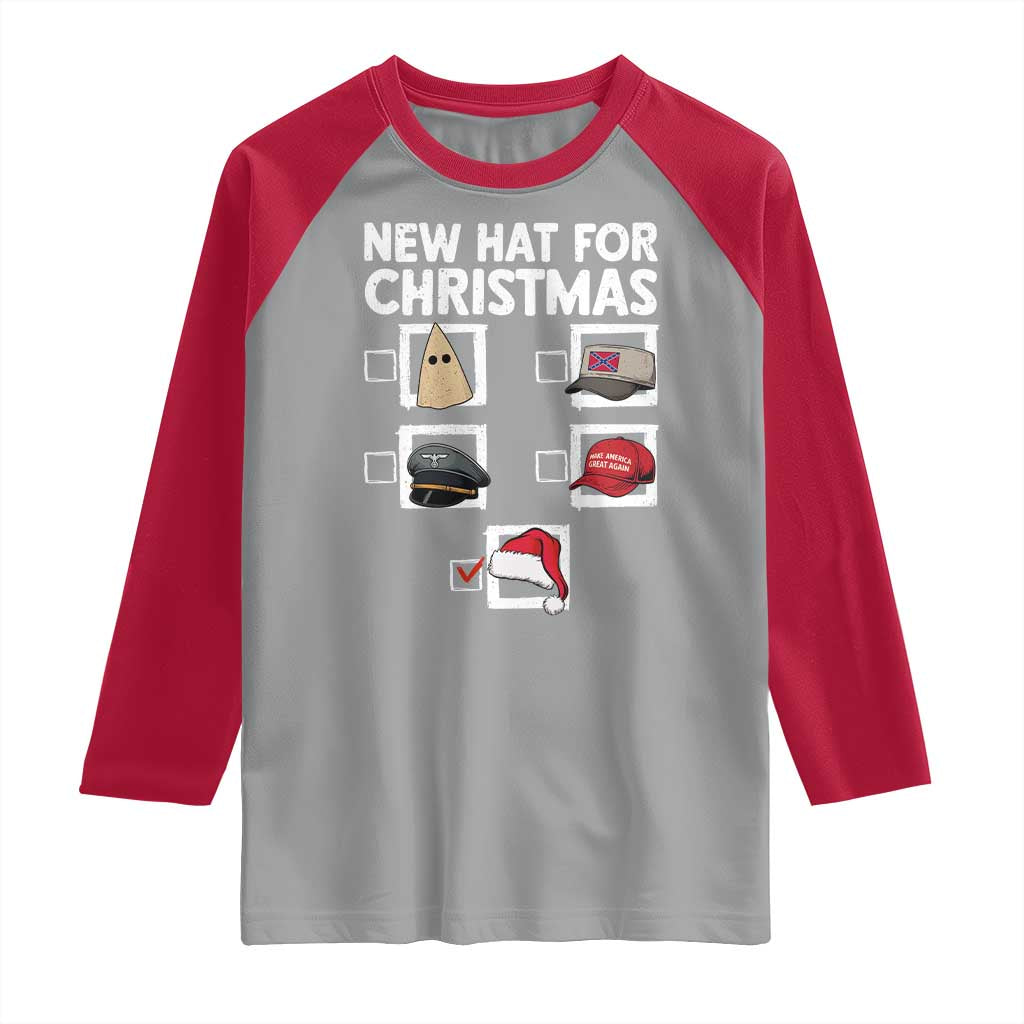 Funny Political Christmas Raglan Shirt Old Hat New Hat TS14 Sport Gray Red Print Your Wear