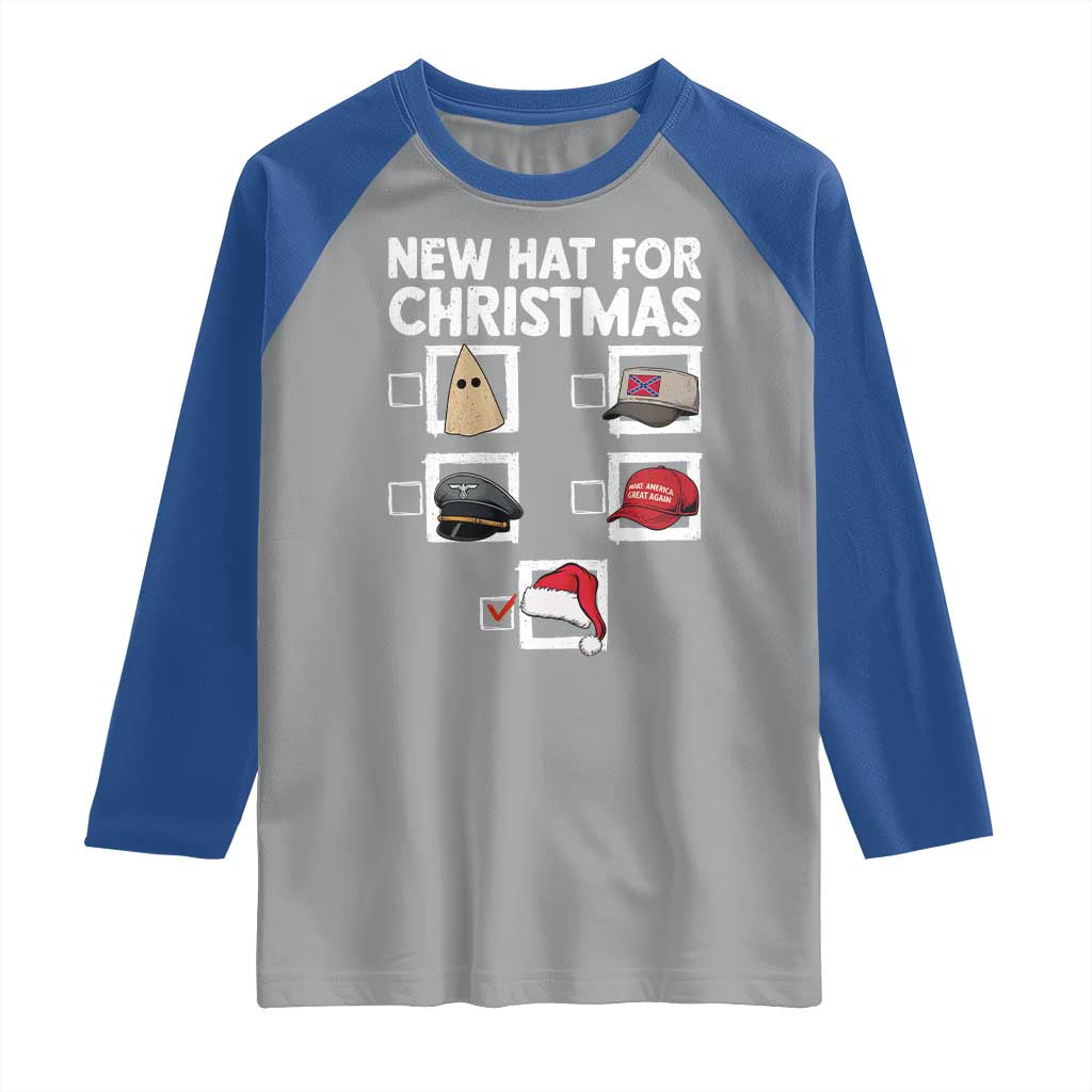 Funny Political Christmas Raglan Shirt Old Hat New Hat TS14 Sport Gray Royal Print Your Wear