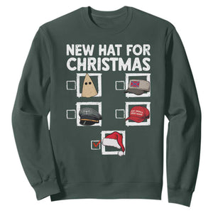 Funny Political Christmas Sweatshirt Old Hat New Hat TS14 Dark Forest Green Print Your Wear