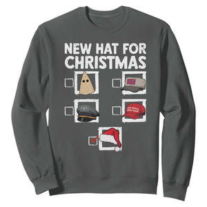 Funny Political Christmas Sweatshirt Old Hat New Hat TS14 Dark Heather Print Your Wear