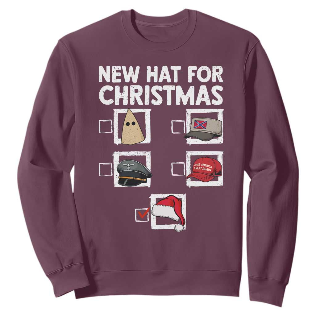 Funny Political Christmas Sweatshirt Old Hat New Hat TS14 Maroon Print Your Wear