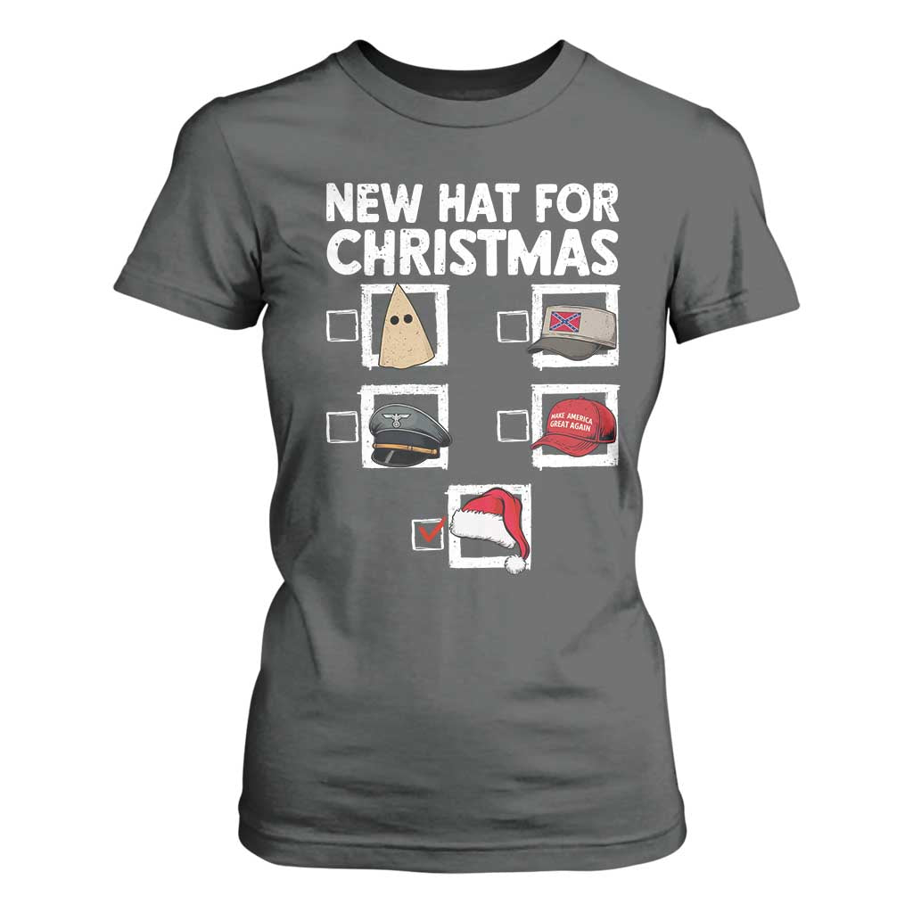 Funny Political Christmas T Shirt For Women Old Hat New Hat TS14 Dark Heather Print Your Wear