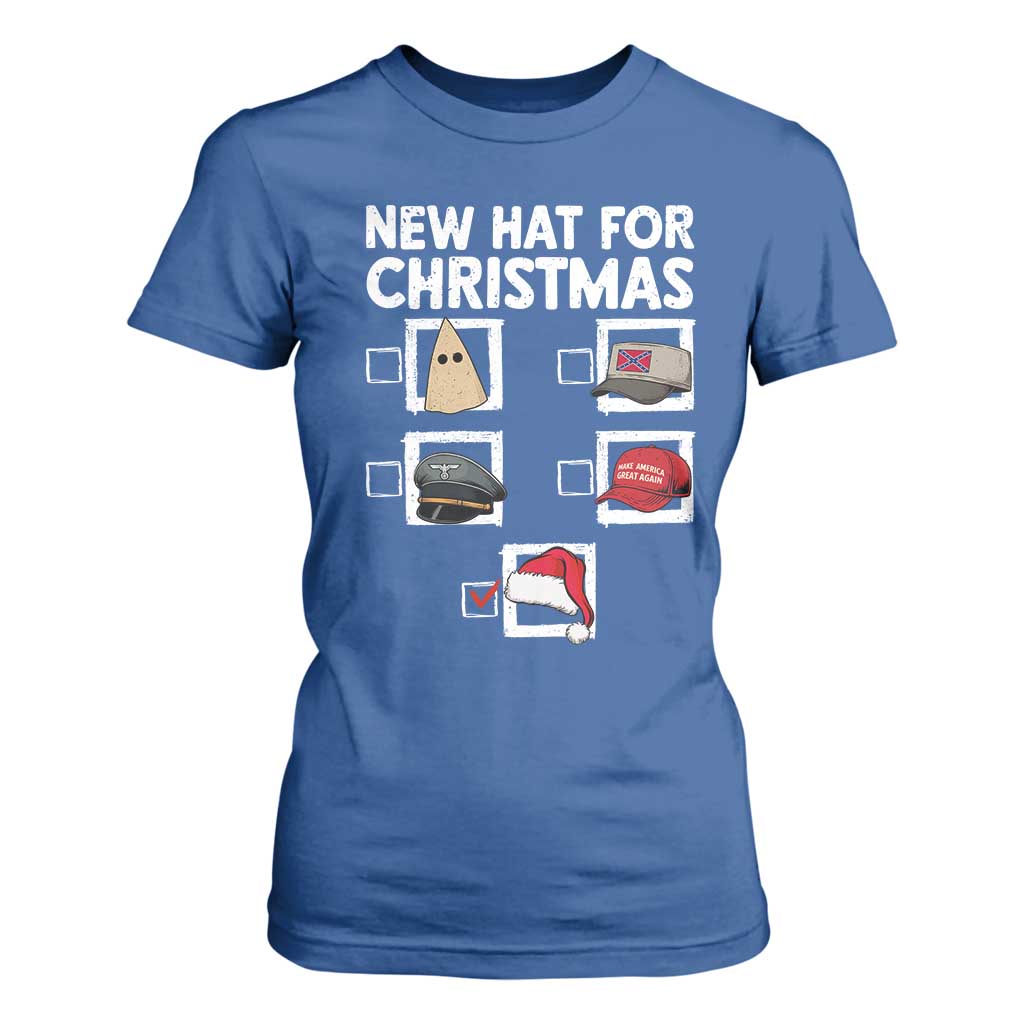 Funny Political Christmas T Shirt For Women Old Hat New Hat TS14 Royal Blue Print Your Wear
