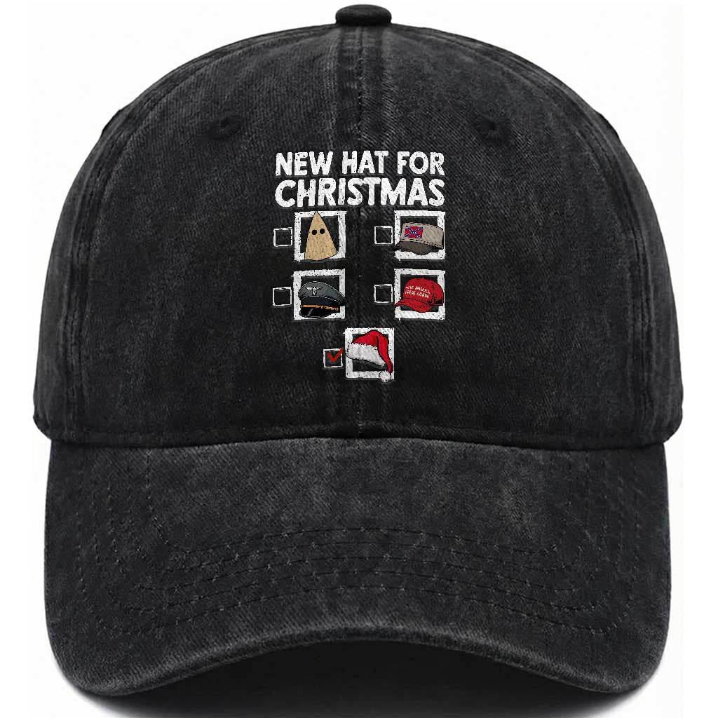 Funny Political Christmas Washed Cotton Baseball Cap Old Hat New Hat TS14 Washed Cap Universal Fit Black Print Your Wear