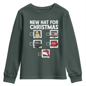 Funny Political Christmas Youth Sweatshirt Old Hat New Hat TS14 Dark Forest Green Print Your Wear