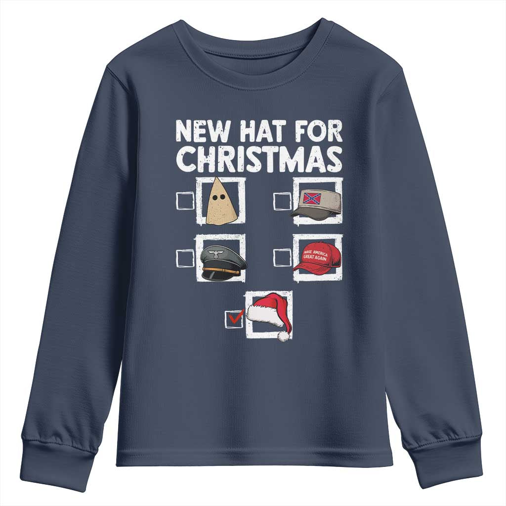 Funny Political Christmas Youth Sweatshirt Old Hat New Hat TS14 Navy Print Your Wear