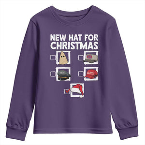 Funny Political Christmas Youth Sweatshirt Old Hat New Hat TS14 Purple Print Your Wear