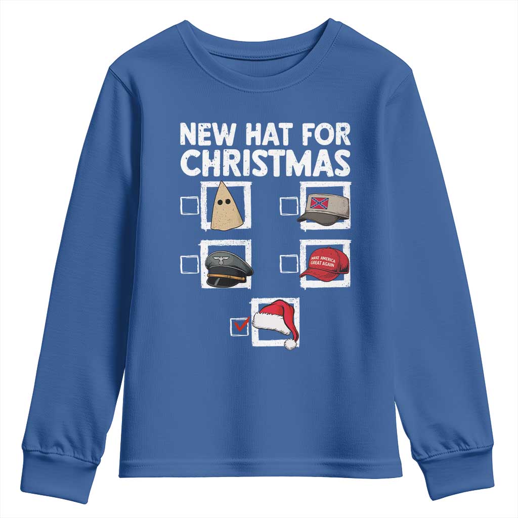 Funny Political Christmas Youth Sweatshirt Old Hat New Hat TS14 Royal Blue Print Your Wear