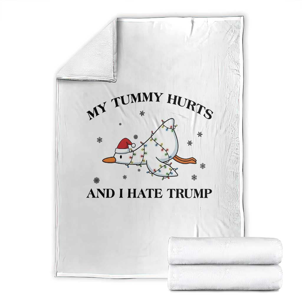 Silly Goose Christmas Throw Blanket My Tummy Hurts And I Hate Trump TS14 White Print Your Wear