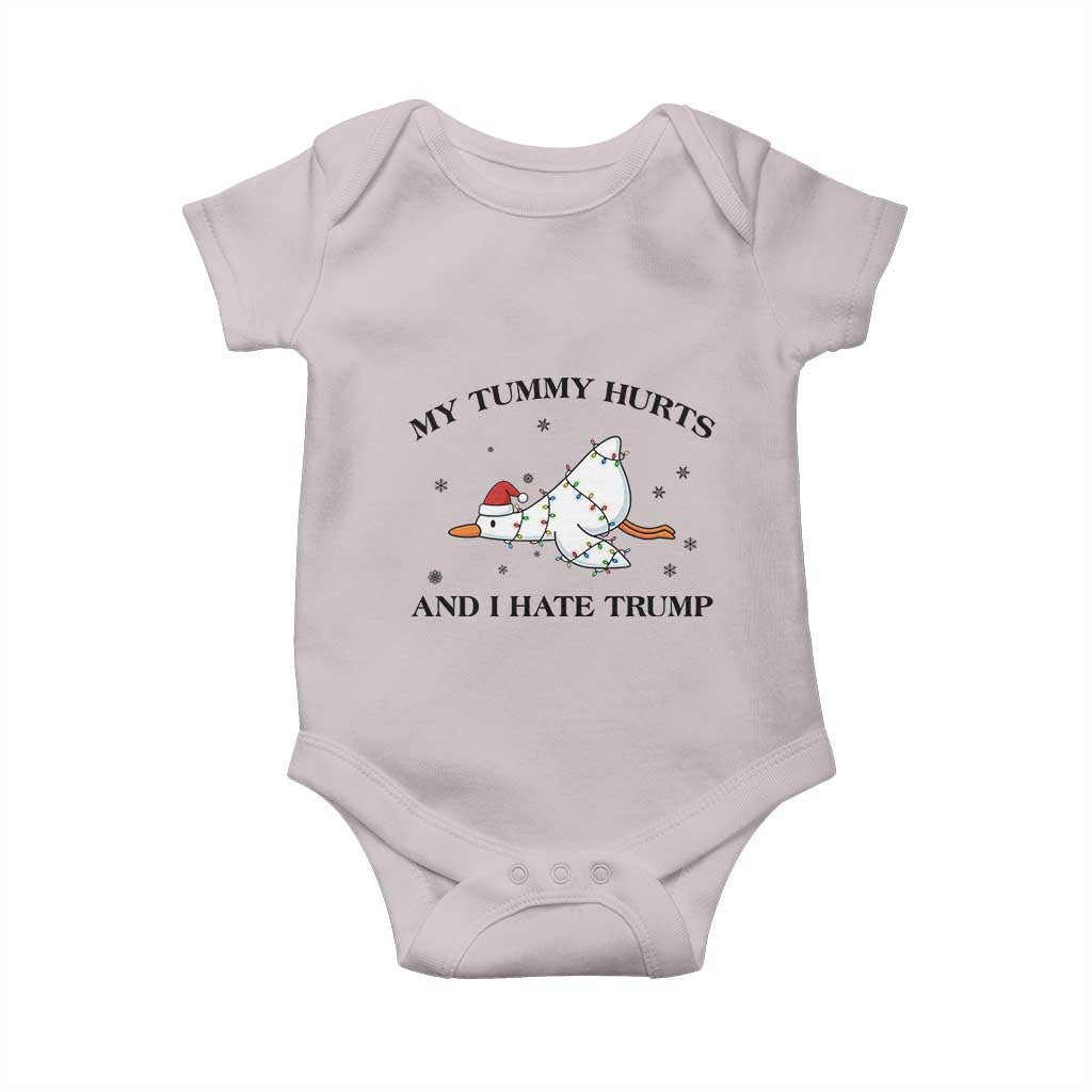 Silly Goose Christmas Baby Onesie My Tummy Hurts And I Hate Trump TS14 Ice Gray Print Your Wear